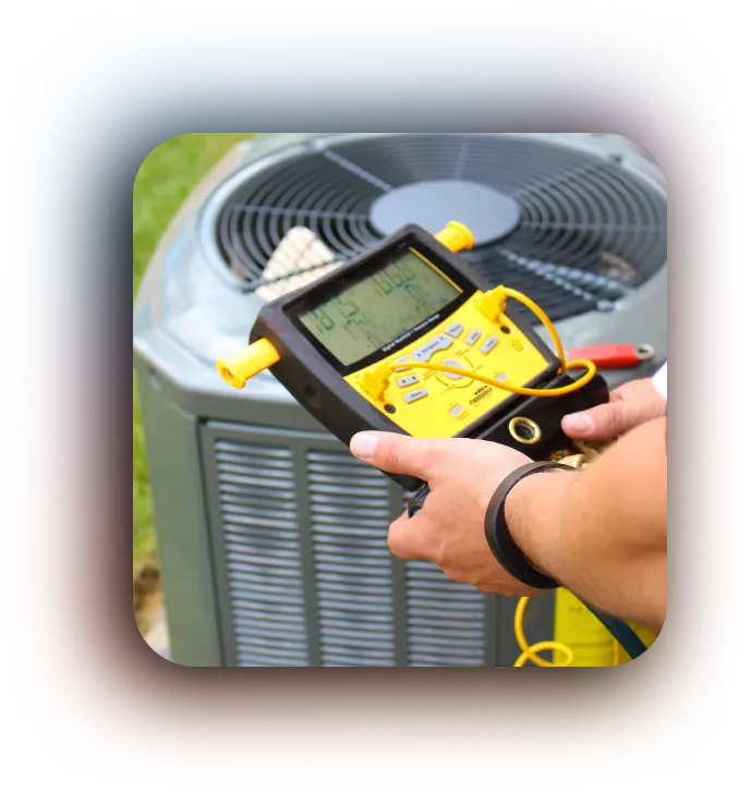 HVAC technician performing AC maintenance in Clarendon Hills IL