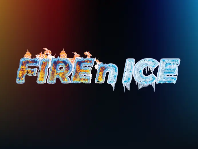 fire n ice logo on a black orange and blue gradient