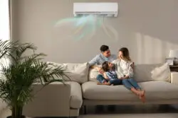 A Downer's Grove family relaxing in their home cooled by a mini-split.
